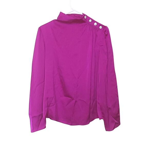 Joie Purple Pink Size Small Preppy Jewel Shoulder Polyester Shiny Smooth Blouse - Picture 1 of 11